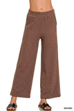 Zenana Cotton Slub Wide Leg Pants - Trendsi - Flyclothing LLC