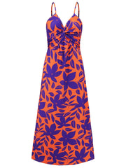 Twisted Printed V-Neck Cami Dress - Trendsi