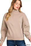 Zenana Fleece High Neck Half Zip Sweatshirt - Trendsi - Flyclothing LLC