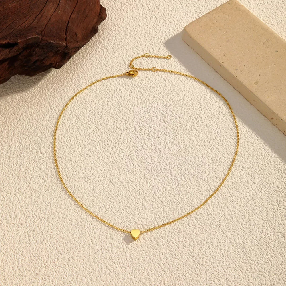 18K Gold-Plated Heart Pendant Necklace - Trendsi - Flyclothing LLC