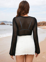 Openwork Long Sleeve Cover-Up - Trendsi - Flyclothing LLC