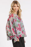Mittoshop Floral Round Neck Flounce Sleeve Blouse - Trendsi
