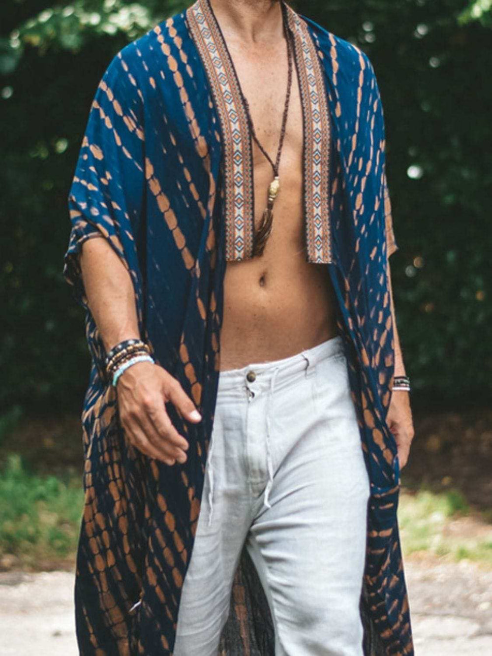 Men's Plus Size Printed Open Front Cover-Up - Trendsi - Flyclothing LLC