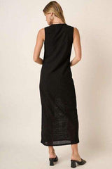 Mittoshop Side Slit Round Neck Sleeveless Dress - Trendsi - Flyclothing LLC