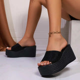 Open Toe Wedge Sandals - Trendsi - Flyclothing LLC