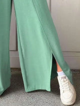 Slit Wide Leg Pants - Trendsi - Flyclothing LLC