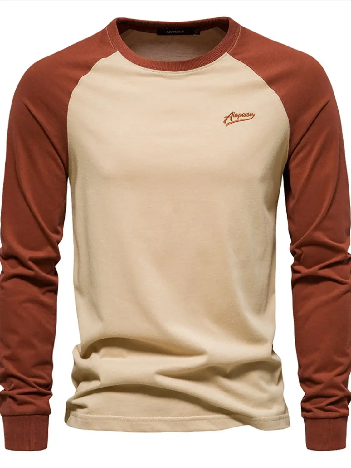 Men's Contrast Round Neck Raglan Sleeve T-Shirt - Trendsi - Flyclothing LLC