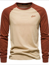 Men's Contrast Round Neck Raglan Sleeve T-Shirt - Trendsi - Flyclothing LLC