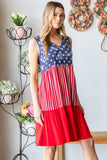 Heimish Full Size US Flag Theme Contrast Tank Dress - Trendsi