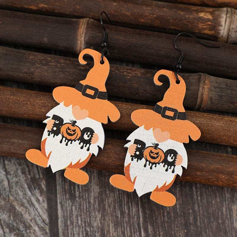 Wooden Dwarfs Pumpkin Dangle Earrings - Trendsi - Flyclothing LLC