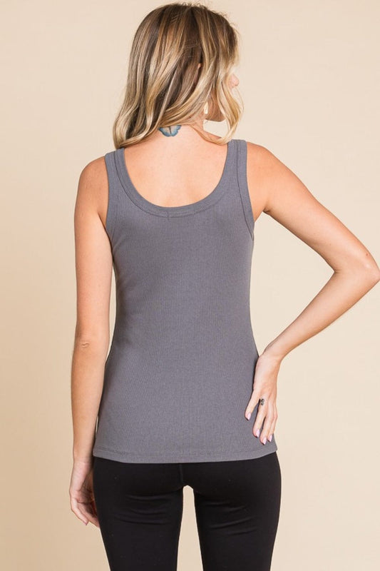 Culture Code Full Size Ribbed Scoop Neck Tank - Trendsi