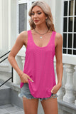 Eyelet Scoop Neck Wide Strap Tank - Trendsi - Flyclothing LLC