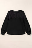 Lace Detail Round Neck Long Sleeve Blouse - Trendsi - Flyclothing LLC