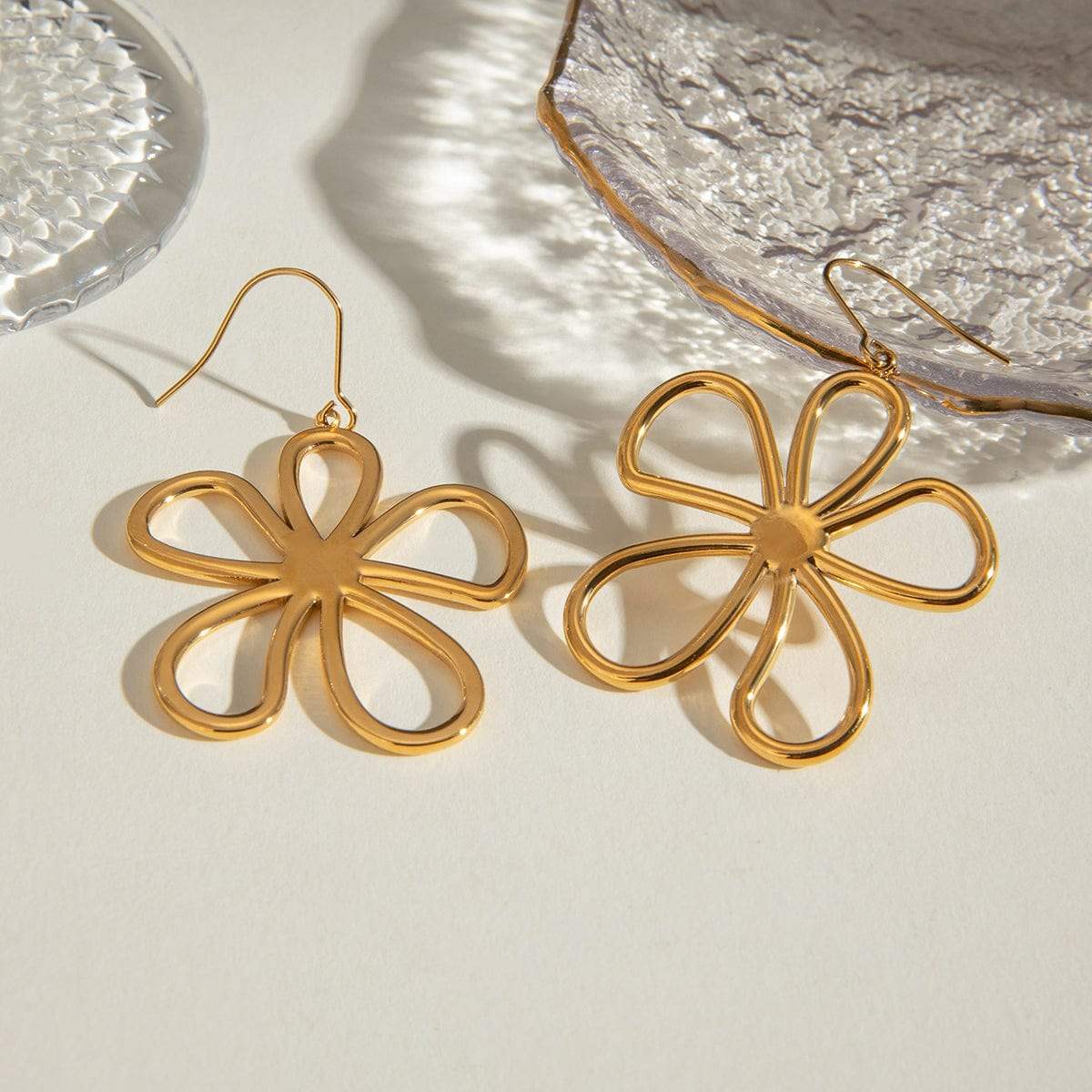 18K Gold-Plated Flower Earrings - Trendsi - Flyclothing LLC