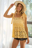 BiBi Floral Lace Tiered Top with Shoulder Ribbon Tied - Trendsi - Flyclothing LLC