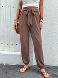 Tied High Waist Pants with Pockets Trendsi