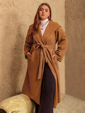 Plus Size Tied Long Sleeve Hooded Coat with Pockets - Trendsi - Flyclothing LLC