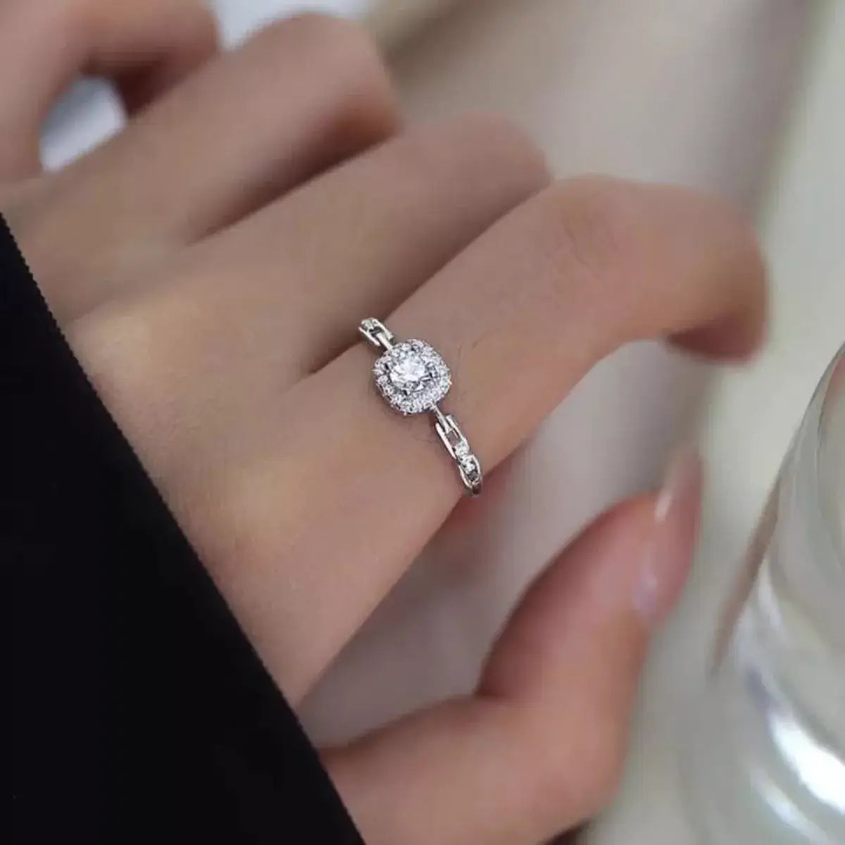 925 Sterling Silver Zircon Ring - Trendsi - Flyclothing LLC