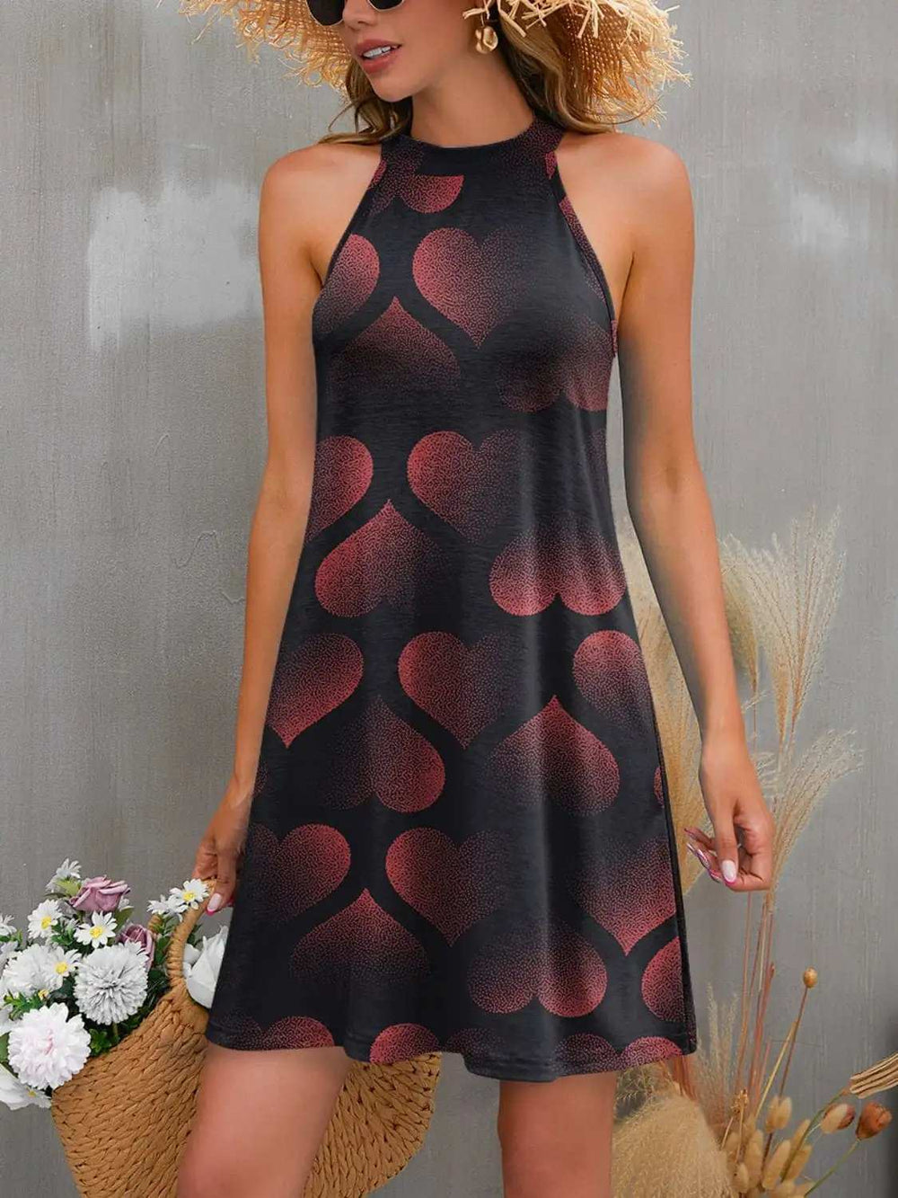 FAM-FAM Printed Grecian Neck Mini Dress - Trendsi - Flyclothing LLC