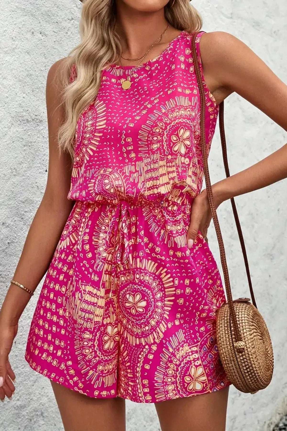 Boho Floral Print Sleeveless Summer Romper - Trendsi - Flyclothing LLC