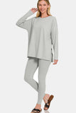 Zenana Full Size Brushed Microfiber Top and Leggings Lounge Set - Trendsi - Flyclothing LLC