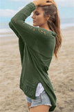 Openwork Side Slit Open Front Long Sleeve Cardigan - Trendsi - Flyclothing LLC