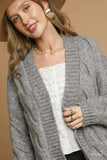 Umgee Chunky Cable Knit Open Front Cardigan - Trendsi - Flyclothing LLC