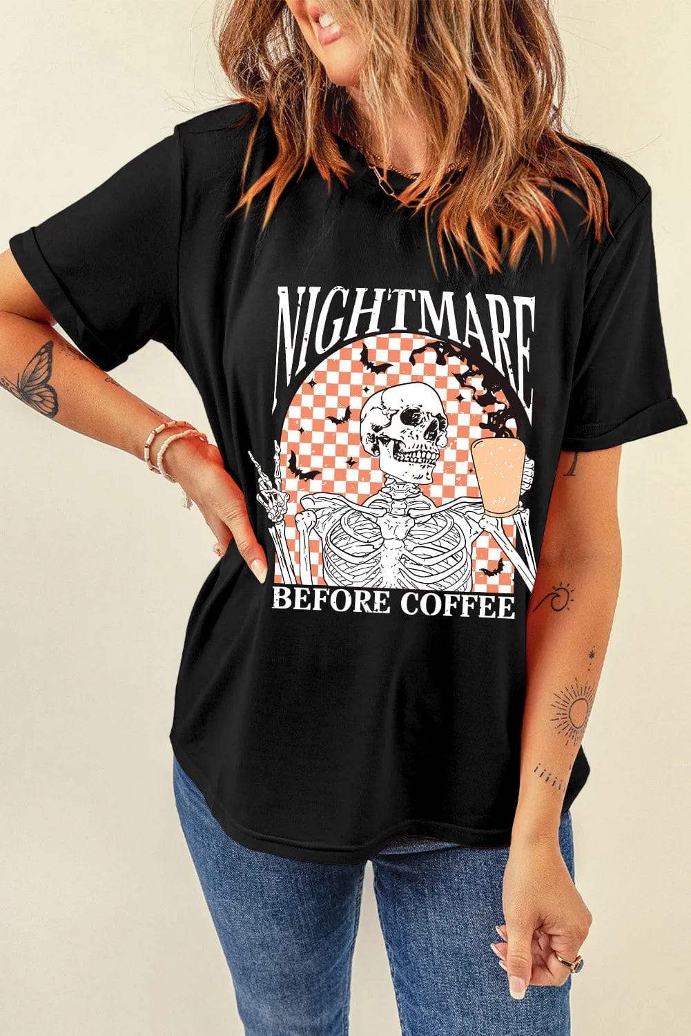 Graphic Round Neck Short Sleeve T-Shirt - Trendsi - Flyclothing LLC