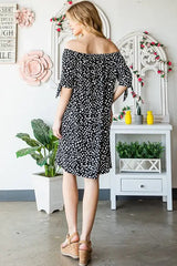 Heimish Full Size Short Sleeve Off Shoulder Animal Mini Dress Plus Size - Trendsi - Flyclothing LLC