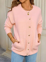 Casual Button-Down Knit Cardigan - Trendsi - Flyclothing LLC
