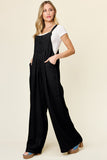 Double Take Full Size Texture Wide Strap Wide Leg Overall - Trendsi
