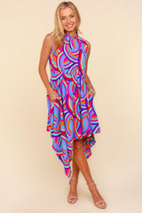 Haptics Full Size Mock Neck Sleeveless Printed Dress - Trendsi