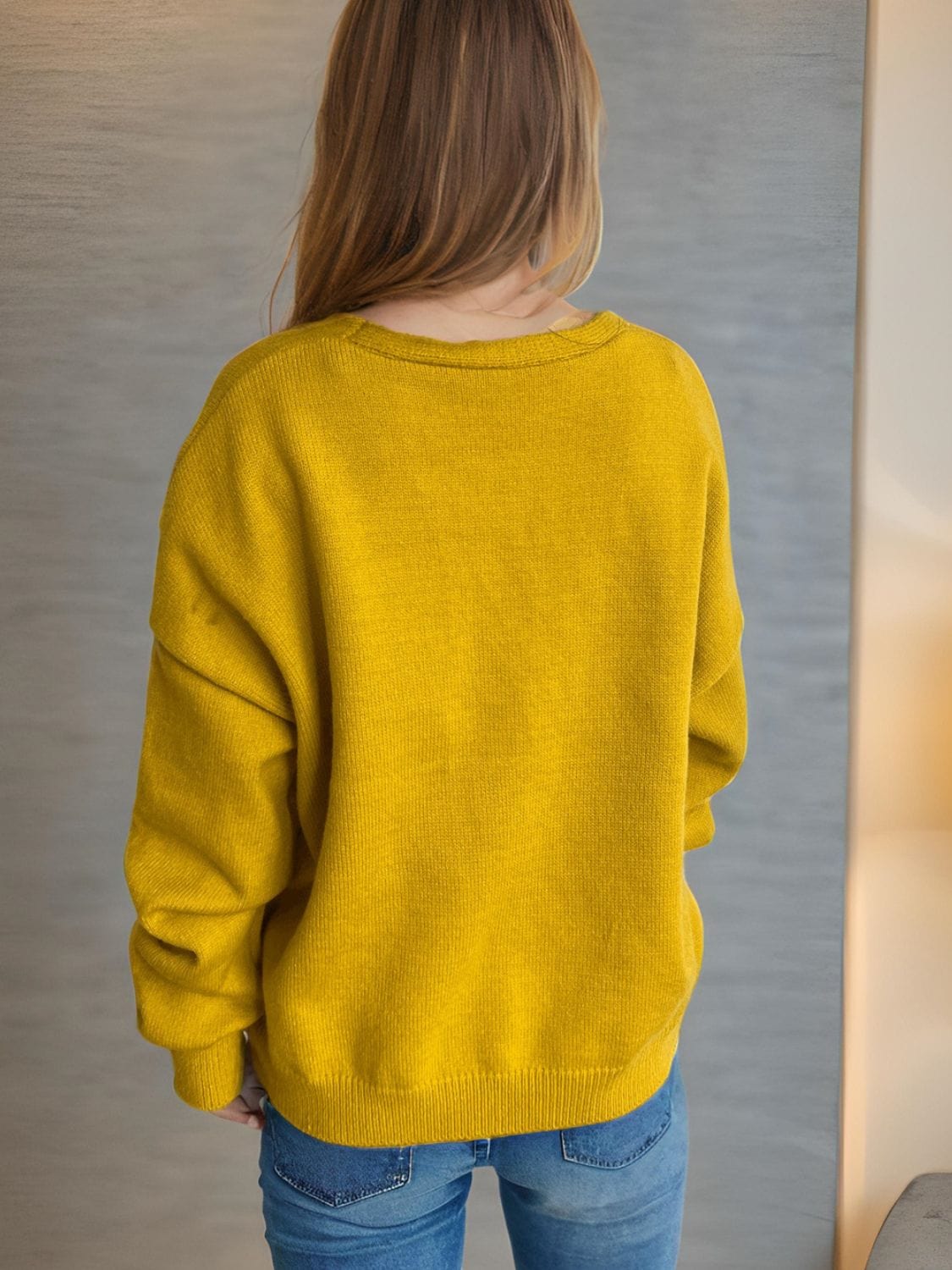 Daisy Button Up V-Neck Cardigan - Trendsi