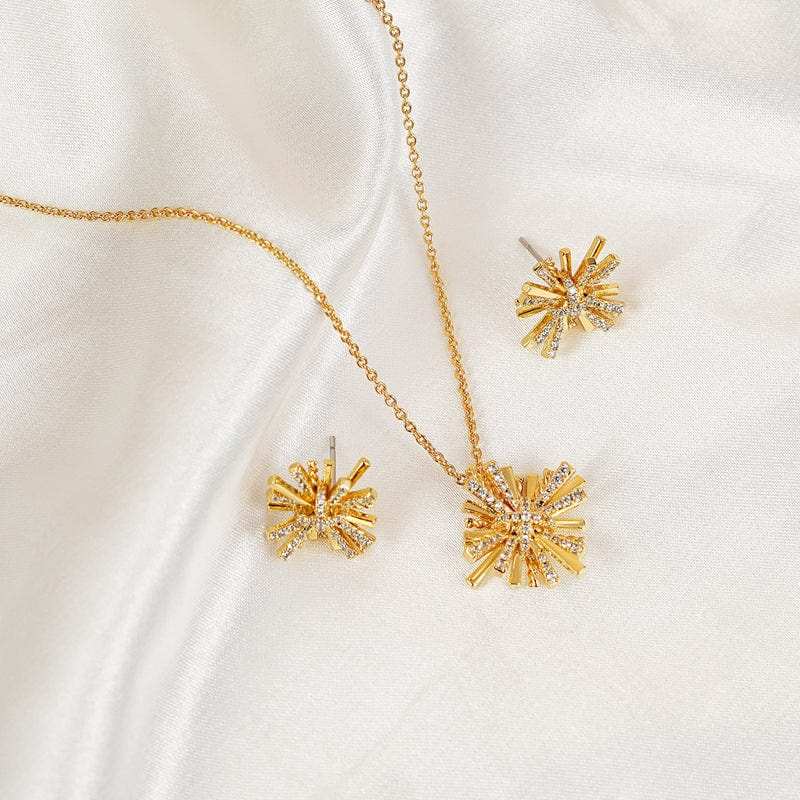 Starburst Gold-Plated Earrings and Necklace Set - Trendsi - Flyclothing LLC