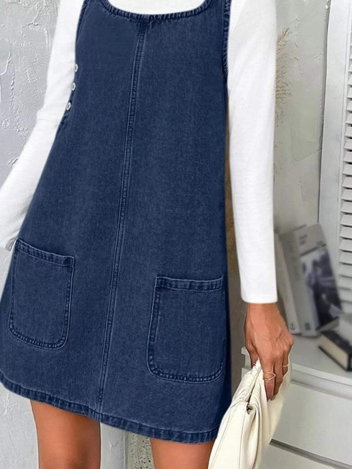 Casual Scoop Neck Sleeveless Denim Dress - Trendsi - Flyclothing LLC