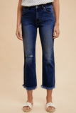 Annie Wear Distressed Raw Hem Straight Leg Cropped Jeans - Trendsi