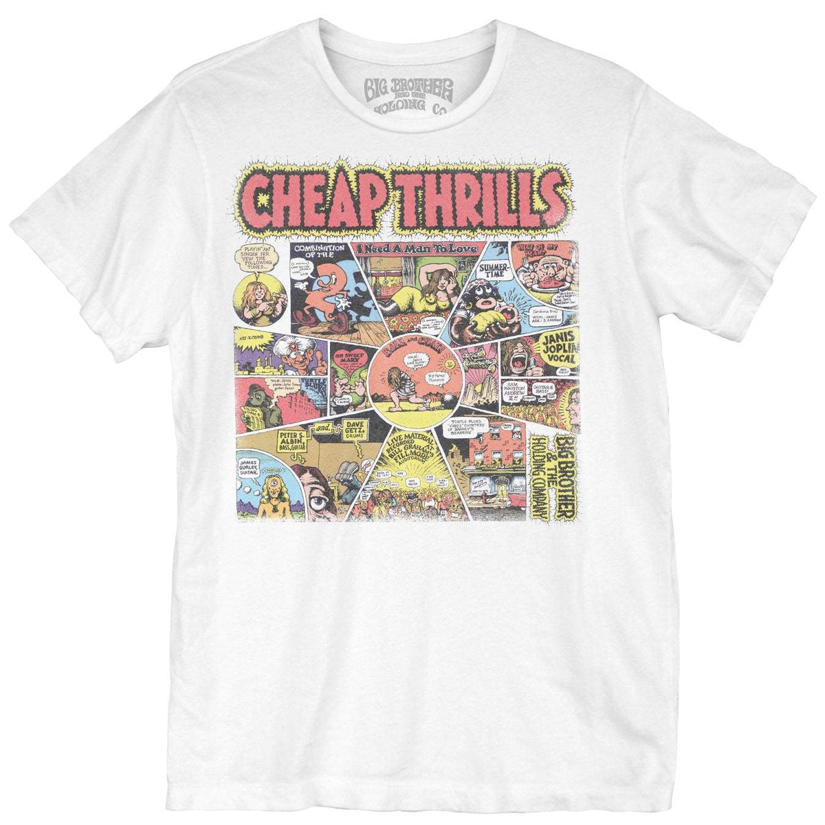 BIG BROTHER CHEAP THRILLS WHITE S/S UNISEX CREW - Janis Joplin - Flyclothing LLC