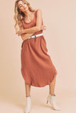 Aemi + Co Round Neck Midi Tank Dress with Pockets - Trendsi