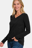 Zenana Full Size V-Neck Long Sleeve T-Shirt - Trendsi - Flyclothing LLC