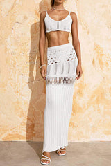 Openwork Scoop Neck Spaghetti Strap Swimsuit Cover-Up Set - Trendsi - Flyclothing LLC