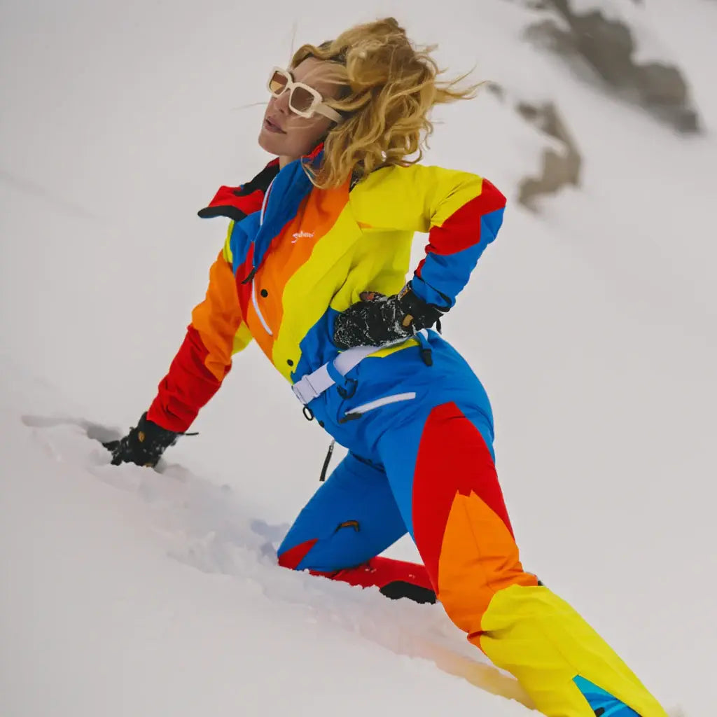 The Groovy Gondola | Orange Retro Swirl Women's One Piece Ski Suit - Shinesty - Flyclothing LLC