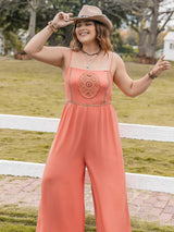 Plus Size Lace Detail Spaghetti Strap Wide Leg Jumpsuit - Trendsi - Flyclothing LLC