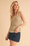 Aemi+Co Distressed Detail Round Neck Knit Tank - Trendsi - Flyclothing LLC
