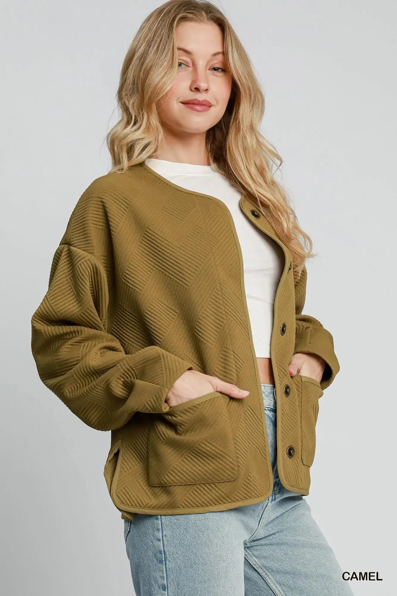 Umgee Textured Jacquard Jacket - Trendsi - Flyclothing LLC
