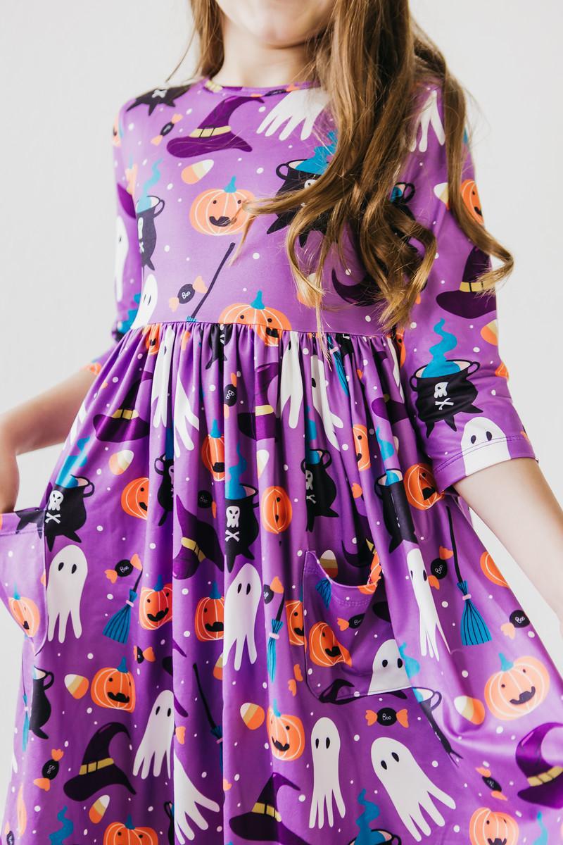 No Tricks, Just Treats 3/4 Sleeve Pocket Twirl Dress - Mila & Rose ®