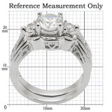 1W002 - Rhodium Brass Ring with AAA Grade CZ  in Clear - Alamode
