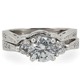 1W002 - Rhodium Brass Ring with AAA Grade CZ in Clear - Alamode - Flyclothing LLC