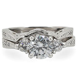 1W002 - Rhodium Brass Ring with AAA Grade CZ  in Clear