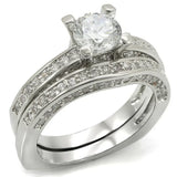 1W004 - Rhodium Brass Ring with AAA Grade CZ in Clear - Alamode - Flyclothing LLC