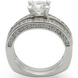 1W004 - Rhodium Brass Ring with AAA Grade CZ in Clear - Alamode - Flyclothing LLC